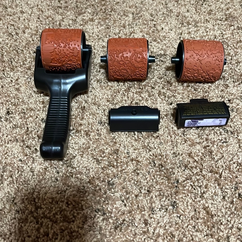 3 Stampin up wheels and handle